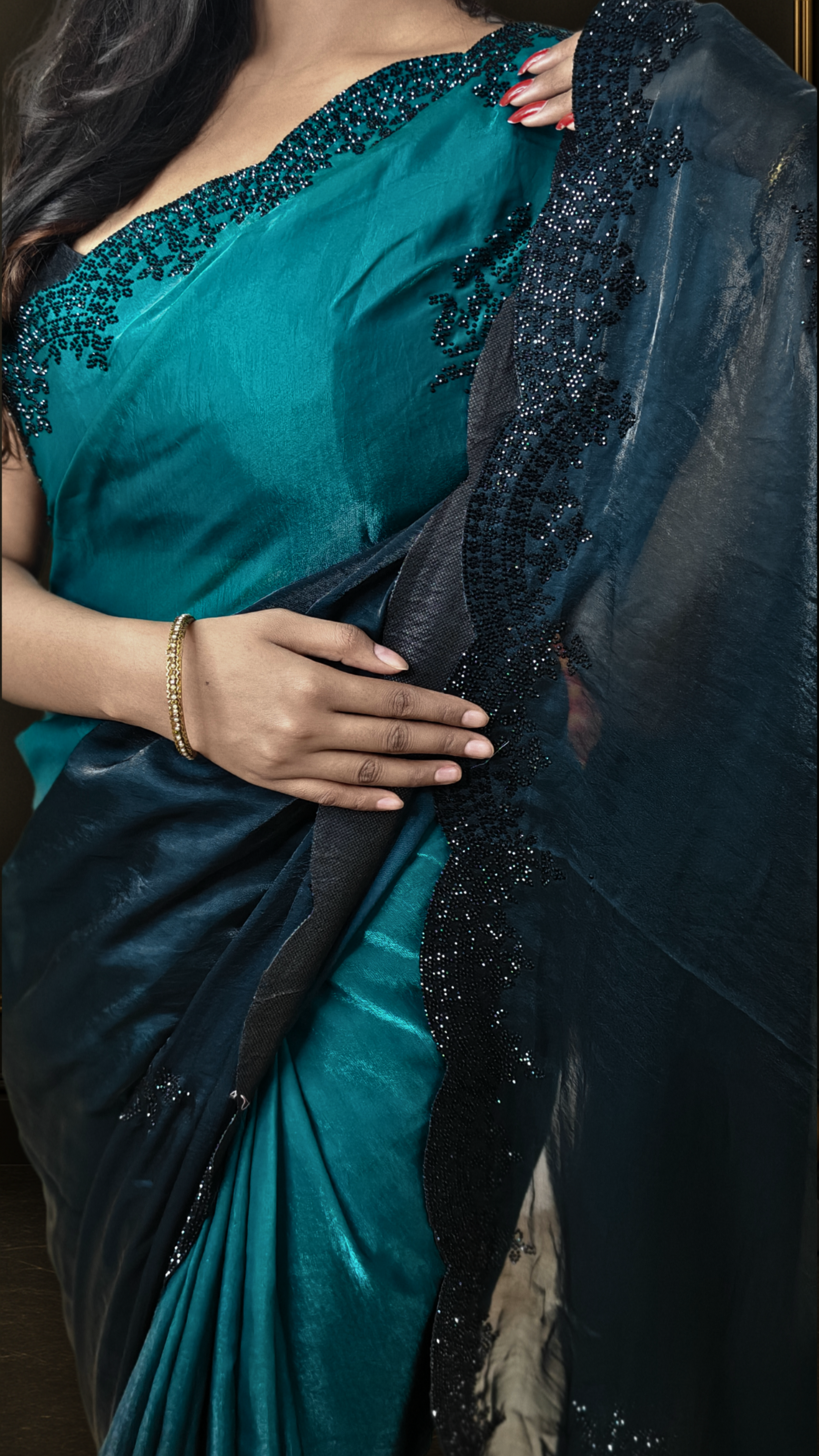 Teal Nocturna Fendy Saree