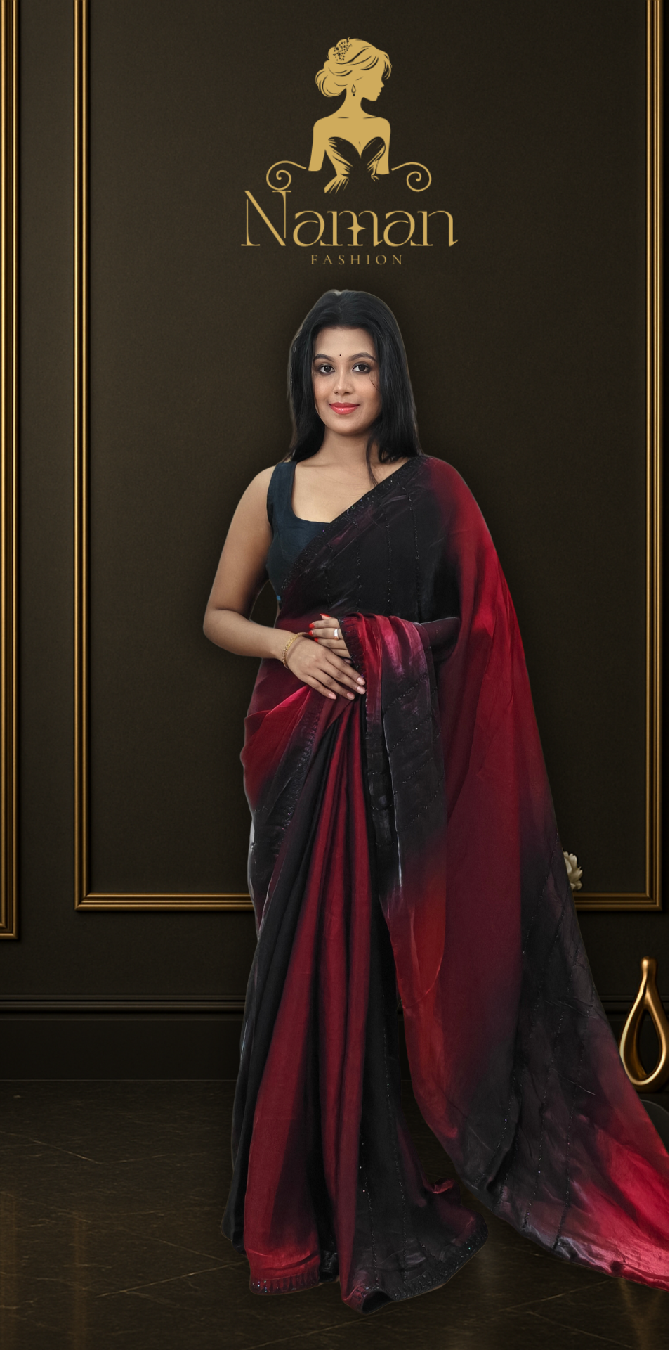 Crimson Obsidian Saree