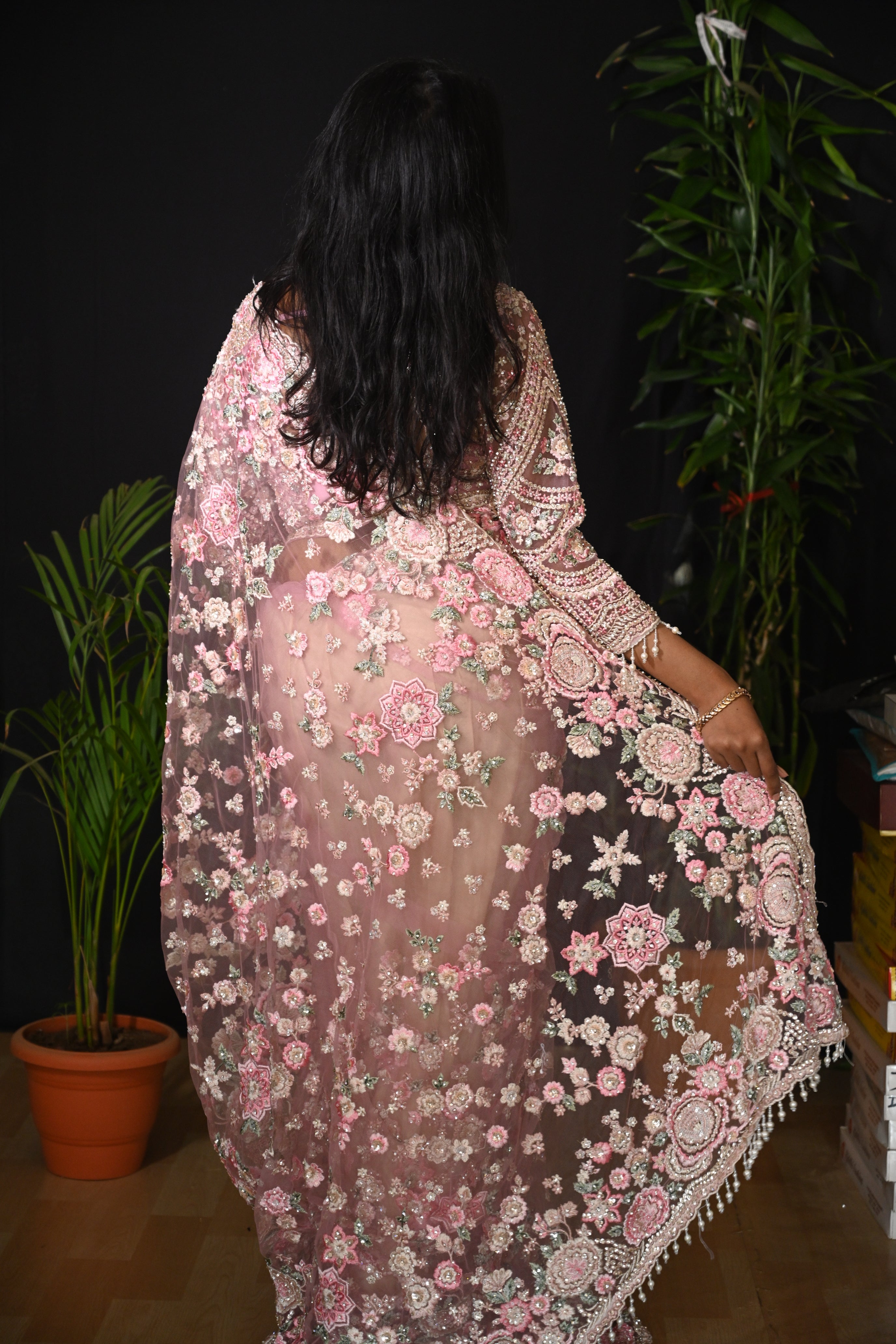 Ethereal Bloom Heirloom Net Saree
