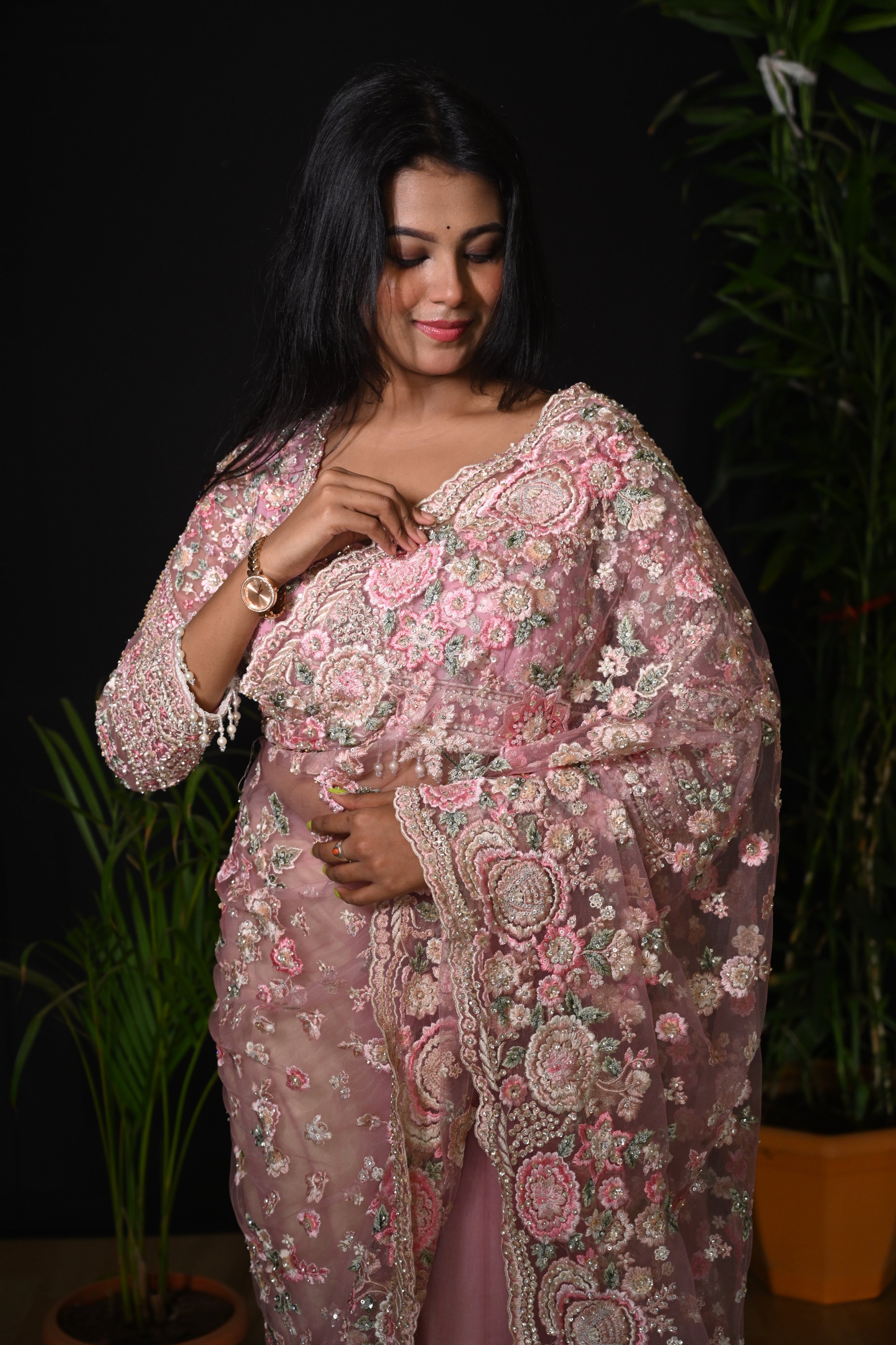 Ethereal Bloom Heirloom Net Saree