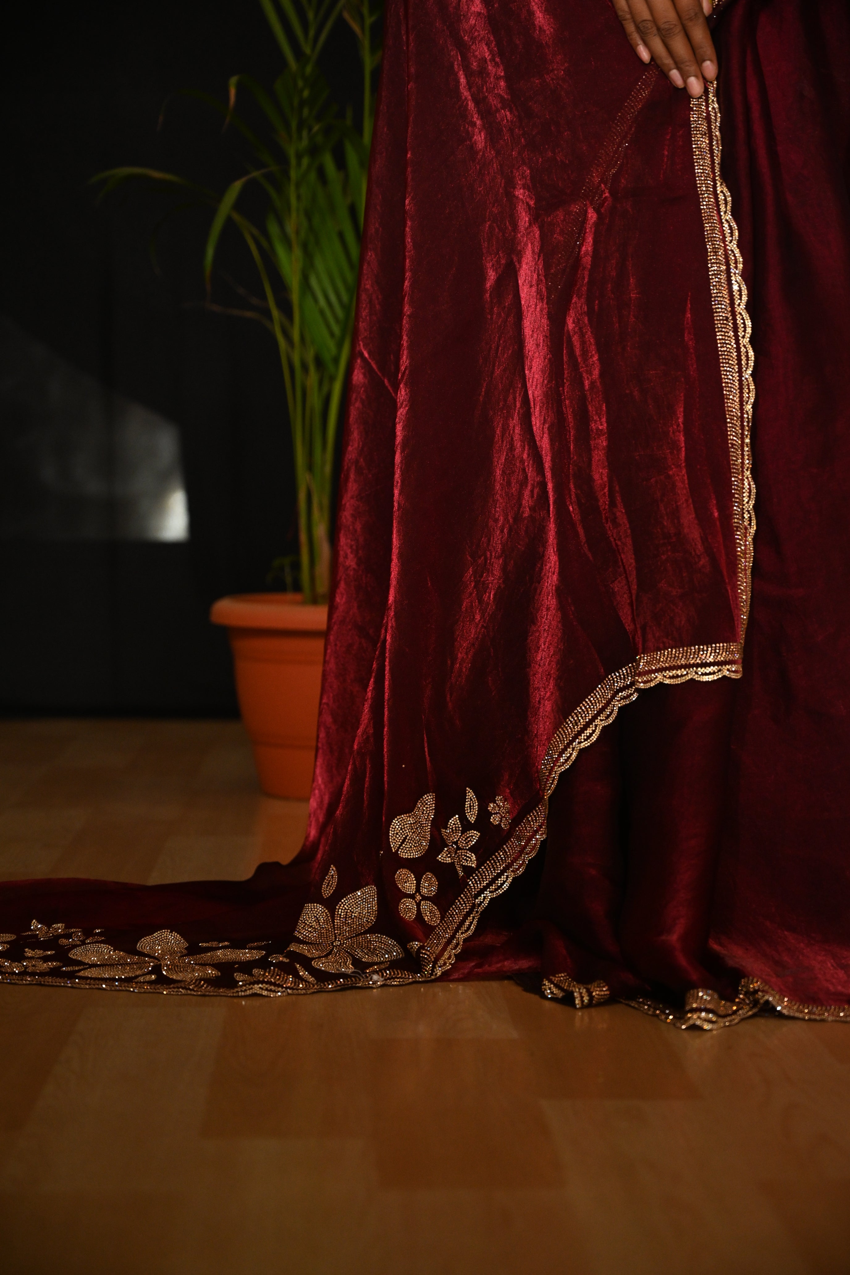 Ruby Royale Satin Silk Saree